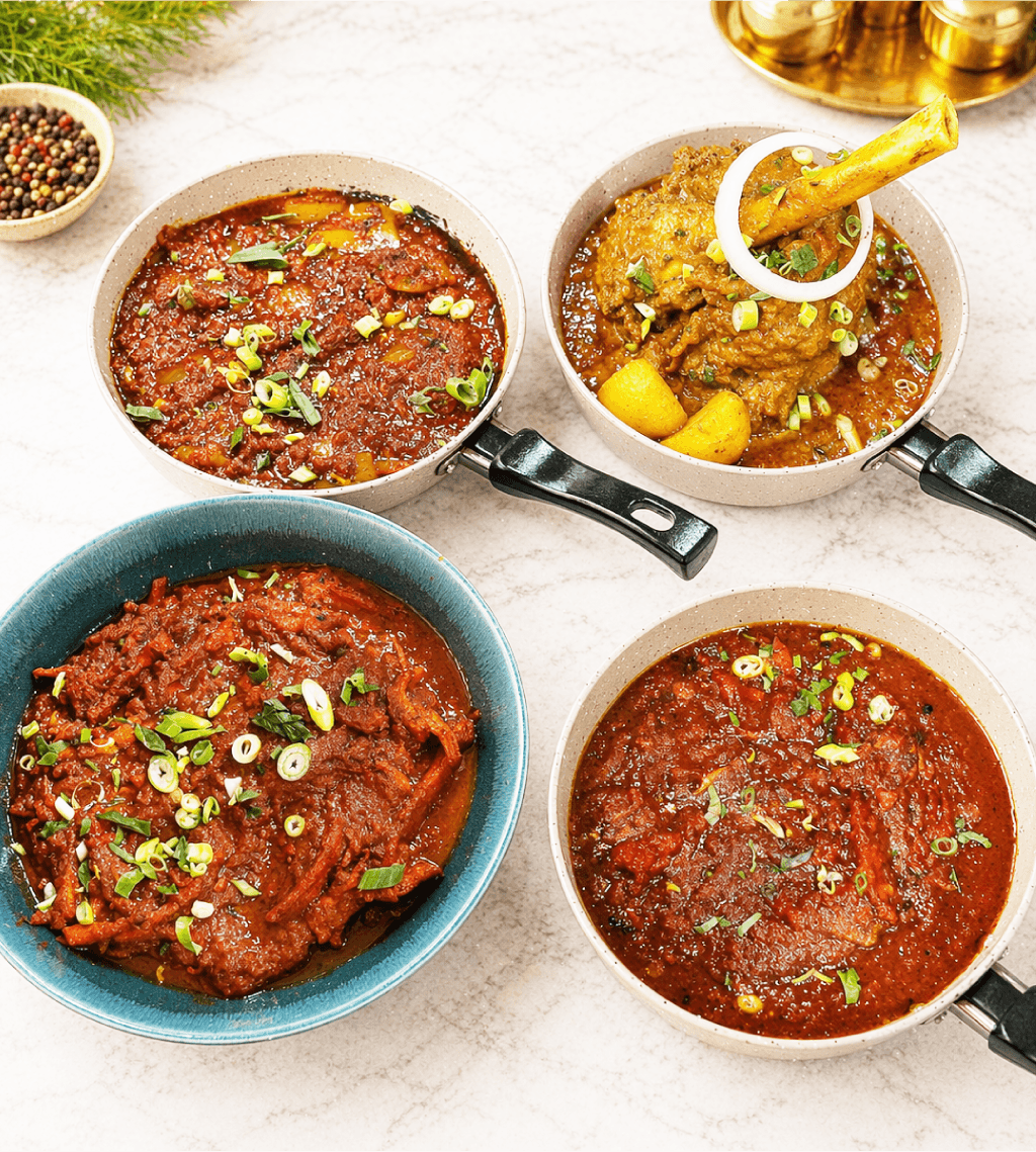 Vibrant curry plate with layered spice textures